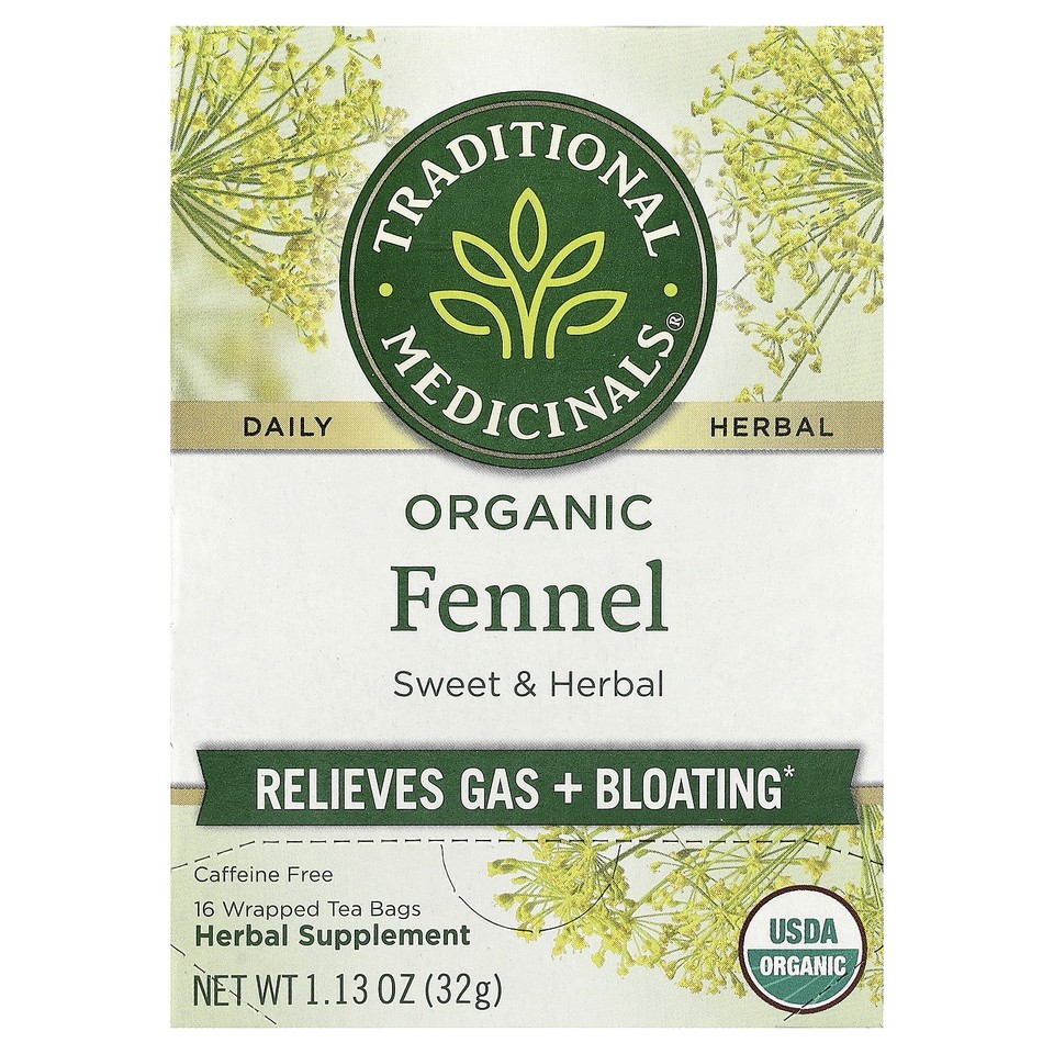 Organic Fennel, Caffeine Free, 16 Wrapped Tea Bags, 1.13 oz (32 g)