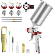 1.4/1.7/2.0MM 3 Nozzle HVLP Auto Paint Air Spray Gun Kit Gravity Feed Car Primer