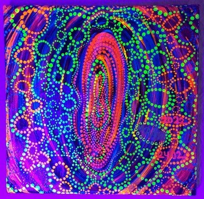 Bild 20×20 Kunst Handgemalt Original Acryl Kunst Fluorescent Ukraine Psychedelic