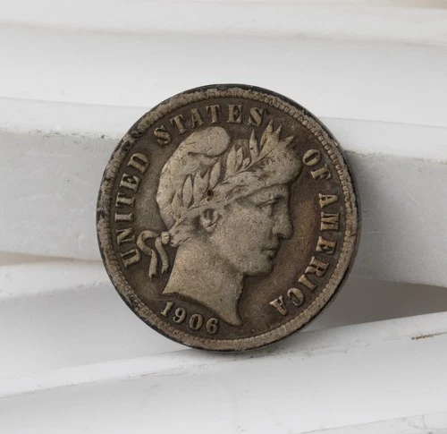 1906-S Barber Dime 90% Silver Coin G-VG 1304B