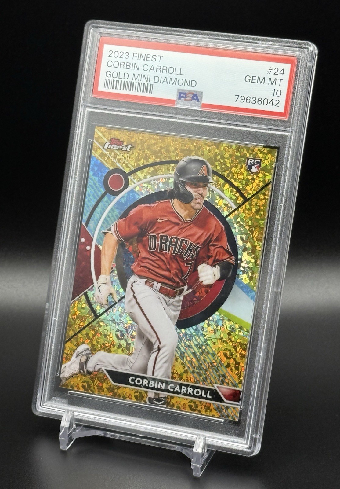 2023 Topps Finest CORBIN CARROLL Rookie RC Gold Mini Diamond /50 PSA 10 GEM MINT view 3