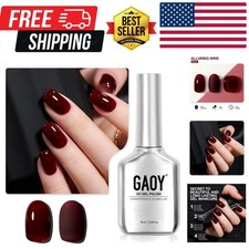 Dark Red Gel Nail Polish, 16ml Soak Off Gel Polish, UV Light Cure for Nail Ar...