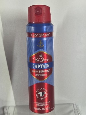 Old Spice CAPTAIN Antiperspirant Dry Spray Bergamot 4.3 oz, Discontinued, NEW