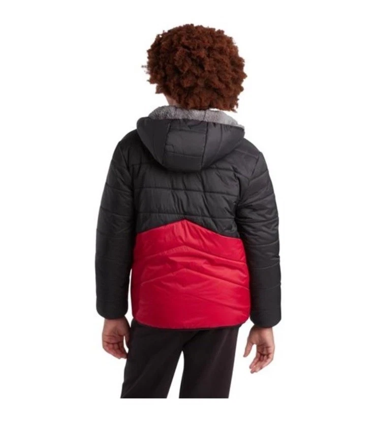 Chaqueta acolchada reversible Eddie Bauer negra roja con capucha polar niños talla M (10-12) Foto 2 de 4