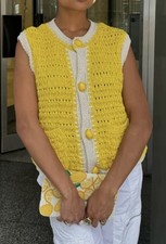 Zara Chunky Knit Button Down Vest Cardigan Jumper