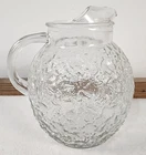 Vintage Anchor Hocking Clear Lido Milano Crinkle Glass Ball Pitcher Excellent!!!