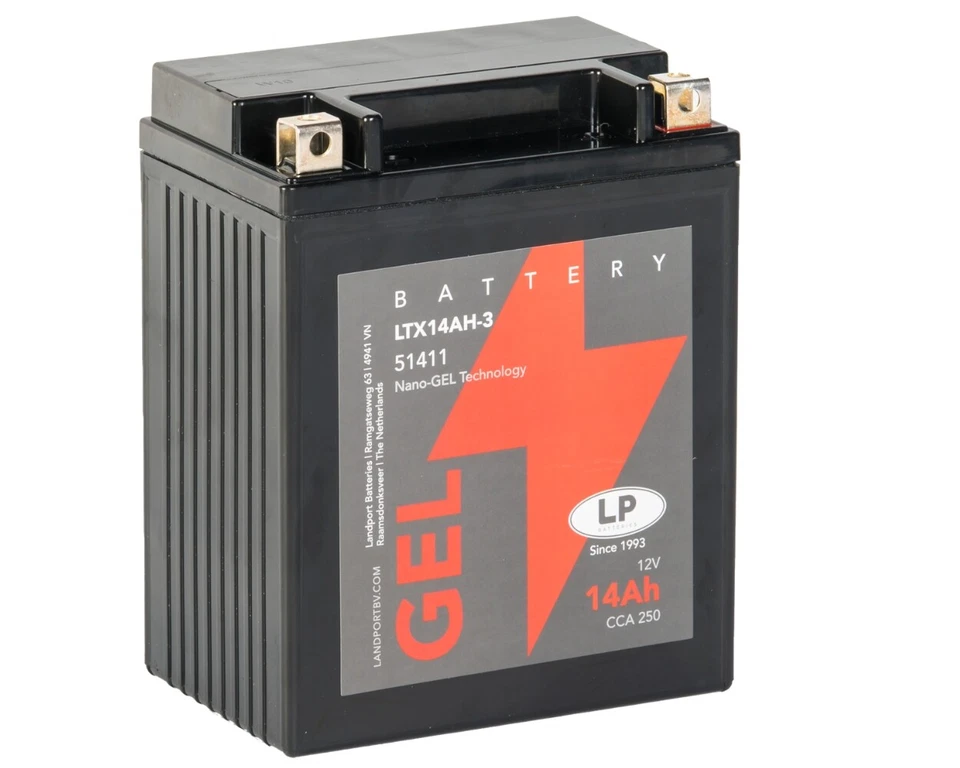 YB14L-A2 GEL Motorradbatterie 12V 14Ah LANDPORT LTX14AH-3 5141 12N14-3A FB14L-A2 - Bild 2 von 4