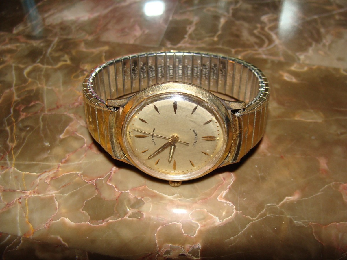 HAMILTON AUTOMATIC WRIST WATCH 10K GF BEZEL STAINLESS BACK