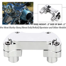 2" Handlebar Risers & Top Clamp 1" Bar For Harley Sportster XL Dyna FXDB Softail