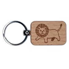 Ferocious and Adorable Little Maned Lion Engraved Wood Rectangle Keychain