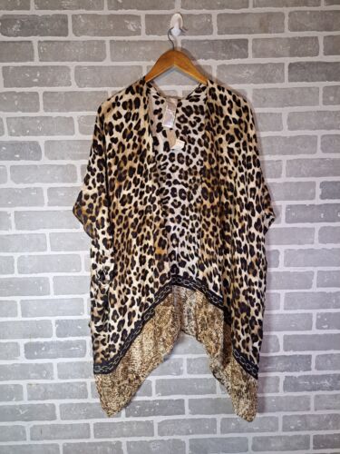 Chicos Kimono Womens One Size Animal Print Semi Sheer Wrap Cardigan NWT