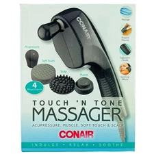 Conair Touch 'N Tone Handheld Massage Wand 4 Attachments Gentle Relax Relief