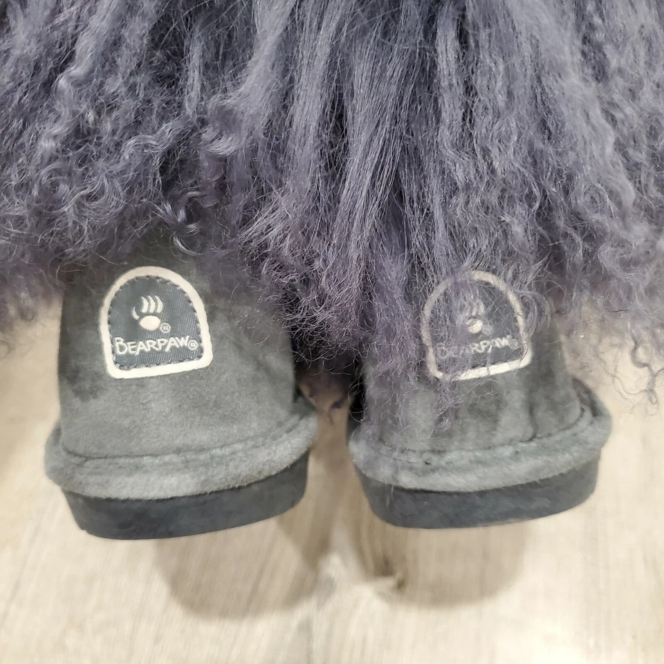 Bearpaw Boo Peludo Genuino Cabello de Cordero Niña Botas Gris Púrpura Talla 2 Foto 4 de 4