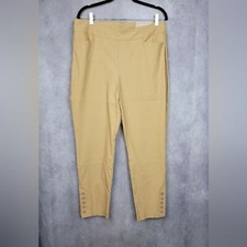 CHICO'S 2 L-12 BEIGE PULL ON TUMMY CONTROL STRETCH CAPRIS PANTS