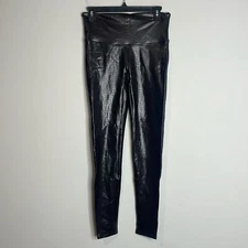 SPANX Women’s Brown Croc Shine Faux Leather Leggings Size Large