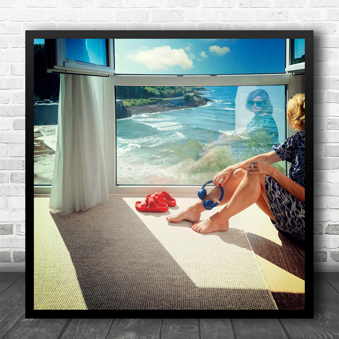 SAOLA Sandali riflettenti scarpe ciabatte cuffie finestra quadrata stampa artistica