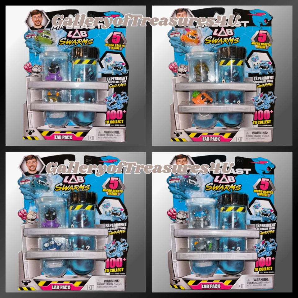 Paquete de 5 micro bestias de laboratorio Mr Beast Lab Swarms negro azul pantera mezcla batido crear Foto 3 de 3