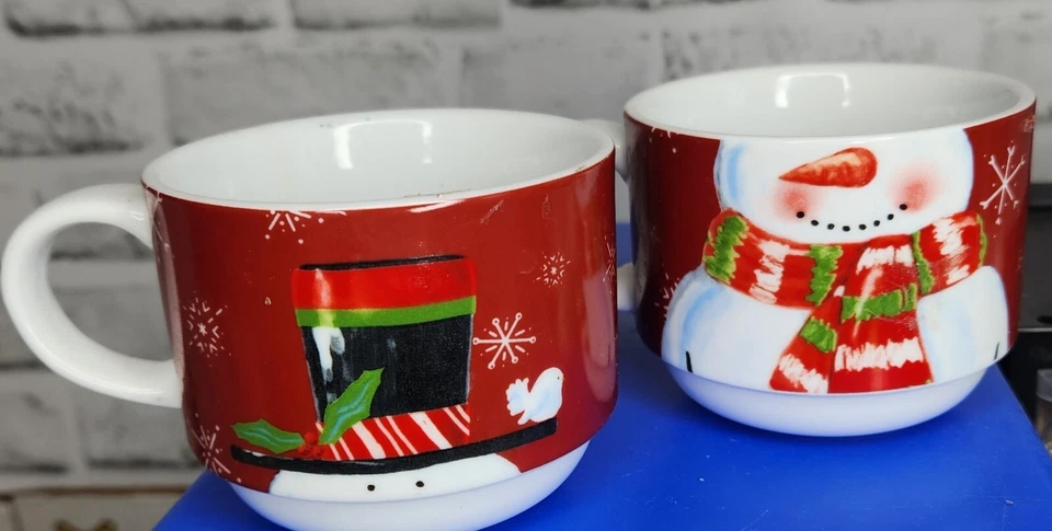 Pier 1进口可堆叠雪人圣诞杯套装带架子 — 第 3/4 张图片