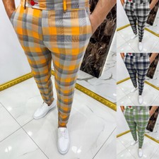 Mens Suit Pants Casual Slim Stripes Pants Business Office Long Dress Trousers
