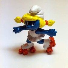 VTG 1980 Smurf ROLLER SKATING SMURFETTE Figurine Schleich Peyo Made in Hong Kong