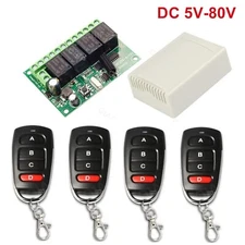 DC12V 4CH Relay Receiver RF Transmitter Wireless Remote Control Switch 433Mhz