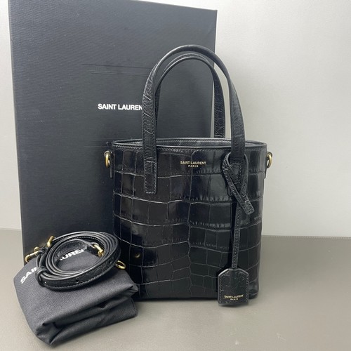 YSL Black Mini Leather Tote Bag For Women