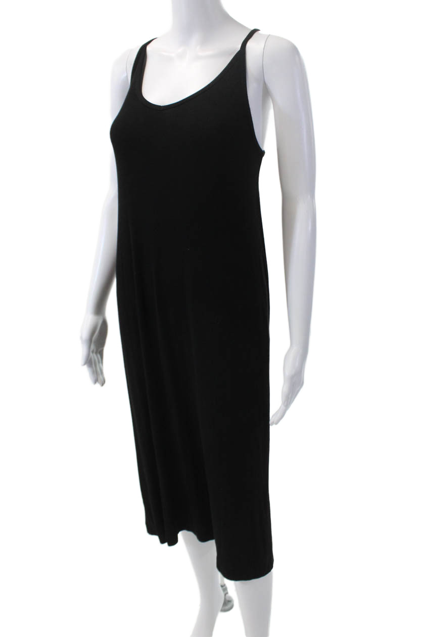 H&M Womens Ribbed Spaghetti Strap V-Neck Ribbed Maxi Dress Black Size S thumbnail 2