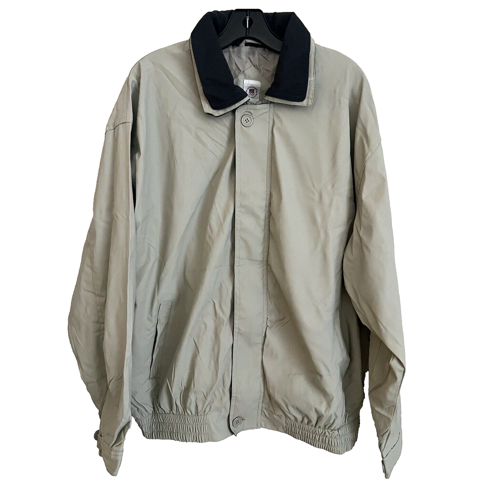 USA Olympic Committee Jacket Men's Size L Windbreaker Khaki Vintage