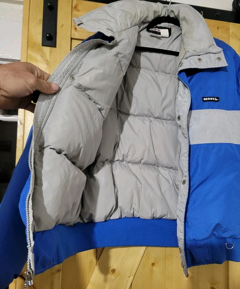 Chaqueta De Colección Azul Gerry Hecha en EE. UU. Plumón Nieve/Esquí Cremallera Y Botón Talla L Foto 3 de 4