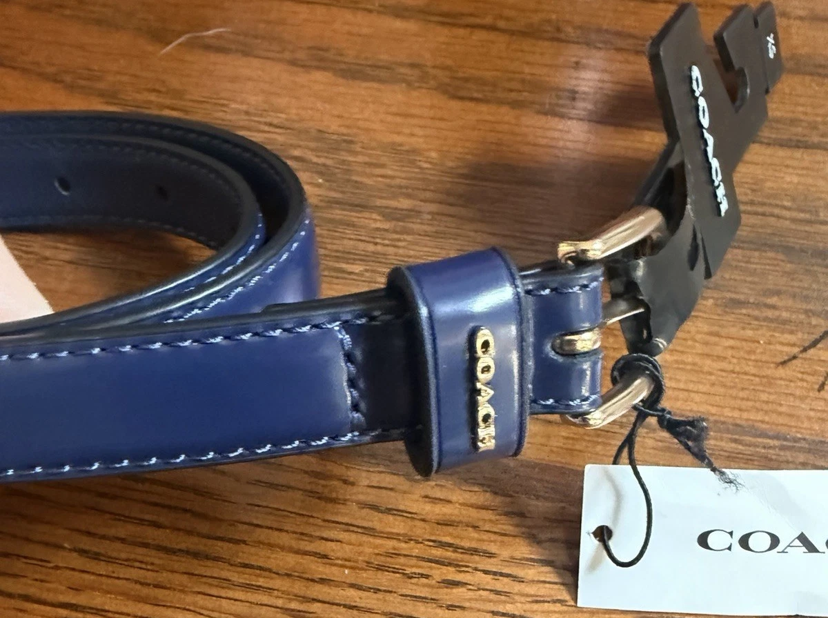 NWT $198 COACH WOMEN\'S SIGNATURE SILVER‎ BUCKLE BLACK LEATHER BELT SIZE S Coach Women main image 2