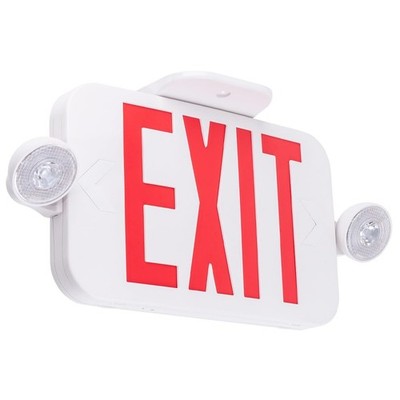LED Combo EXIT Sign with 2 Adjustable Lights, Double Face, Backup Battery, UL 92