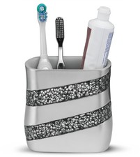 Silver Mosaic Toothbrush And Toothpaste Holder For Bathroom - Decorative Bath...