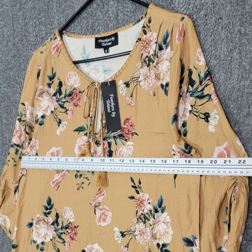 Feathers by Tolani Anthropologie Dress Womens Medium Mustard Floral Cottagecore - Picture 5 of 12
