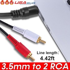 3.5mm AUX Stereo to 2 RCA Male Audio Y-Cable Adapter Cord Splitter Connector US