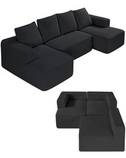 Uimoso Modular Sectional Sofa U Shaped Cloud Couch with Chaise and Cushion Black