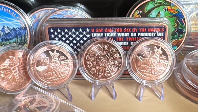 (5) 1 oz .999 Copper Round  | Year of the Dog Chinese ,Zodiac On Back.