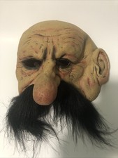 Vintage Don Post Rubber Halloween Mask 1999 2000 Studios Mustache Man Nose Bald