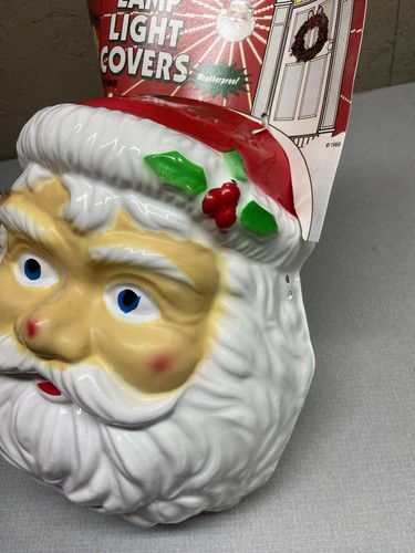 2 Vintage Santa Claus Head Porch Light Soft Molded Covers New Old Stock - Picture 12 of 16