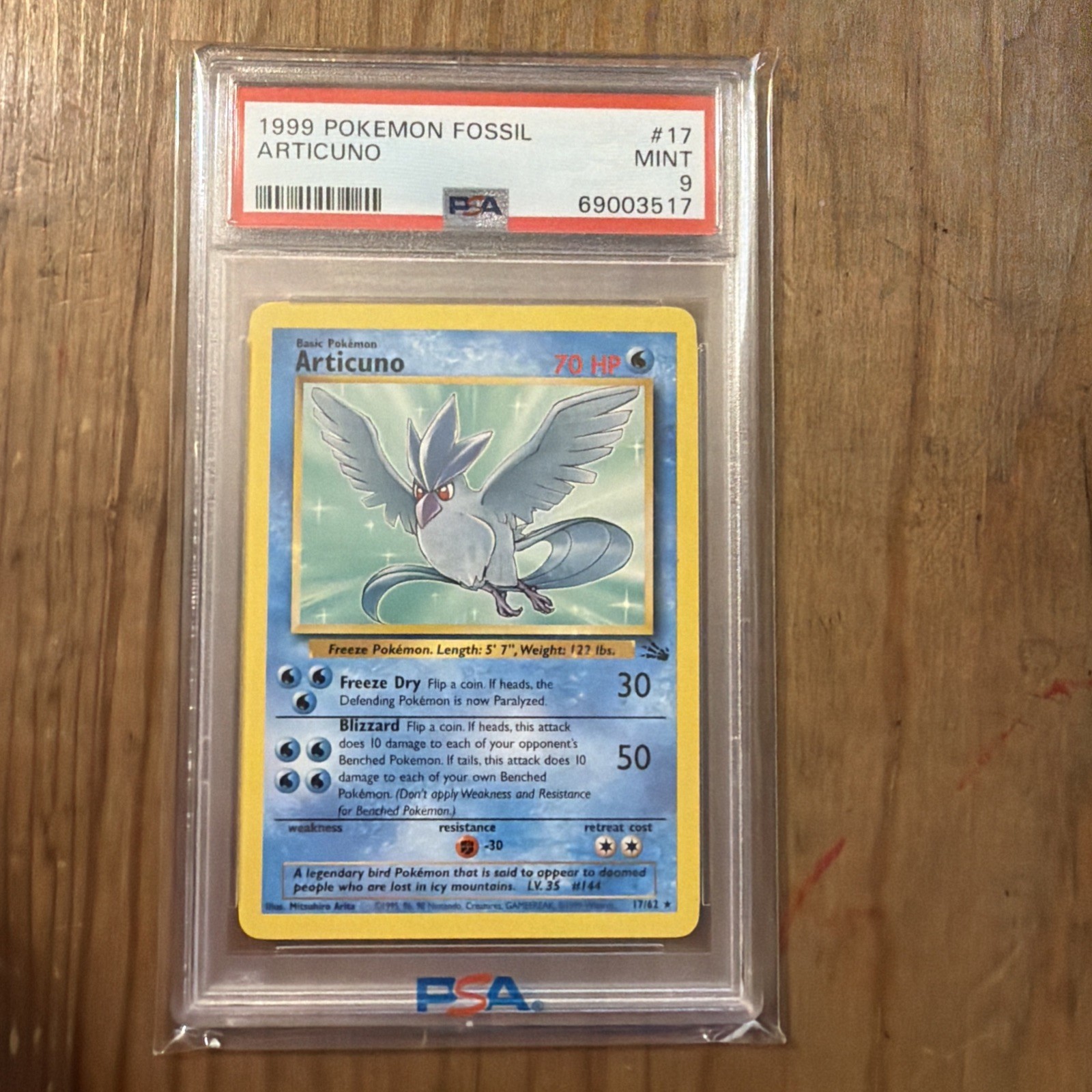 1999 Pokemon Fossil #17 Articuno 1st Edition PSA 9