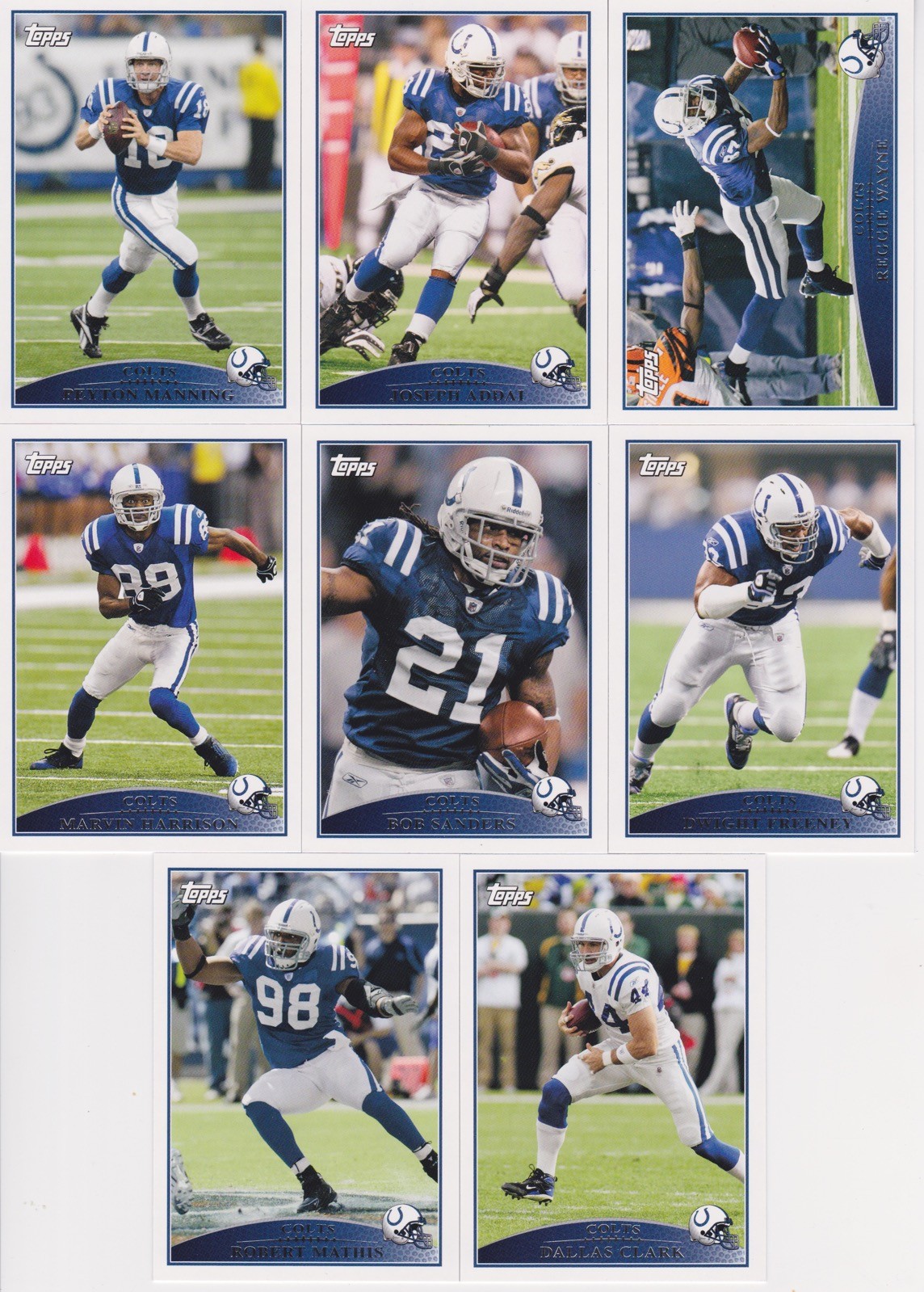 2009 Topps Football Complete Team Set Indianapolis Colts (16) Peyton Manning