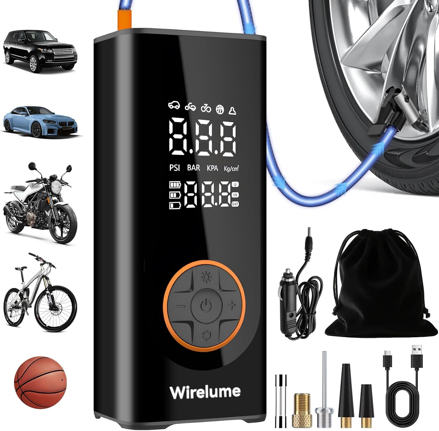 Cordless Tyre Inflator Portable Air Compressor Digital Car Tire Pump DC 12V 150