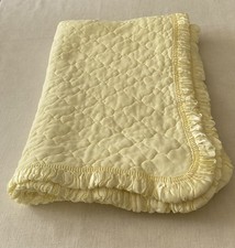 Vintage Kozee Komfort Yellow Nylon Quilted Baby Blanket Satin Trim 35  x48  