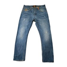 Superdry Copperfill Loose Jeans Men’s W34 L32 Blue Distressed Relaxed Fit Denim