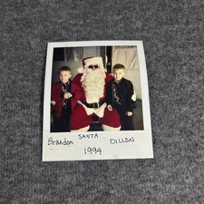 Vintage Polaroid Photo - 1990s 1994 Kids with Santa Sunglasses - Holidays