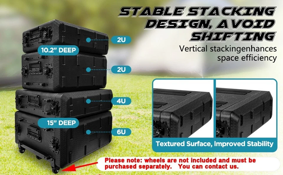 2U,4U,6U,ATA Rack Case,Shallow 10.2", 19" Rackmount Flight Case,For DJ equipment - Image 3 of 4