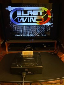 Sega Saturn Console + Action Replay + Power Cord + AV Cable (Bad) + Controller