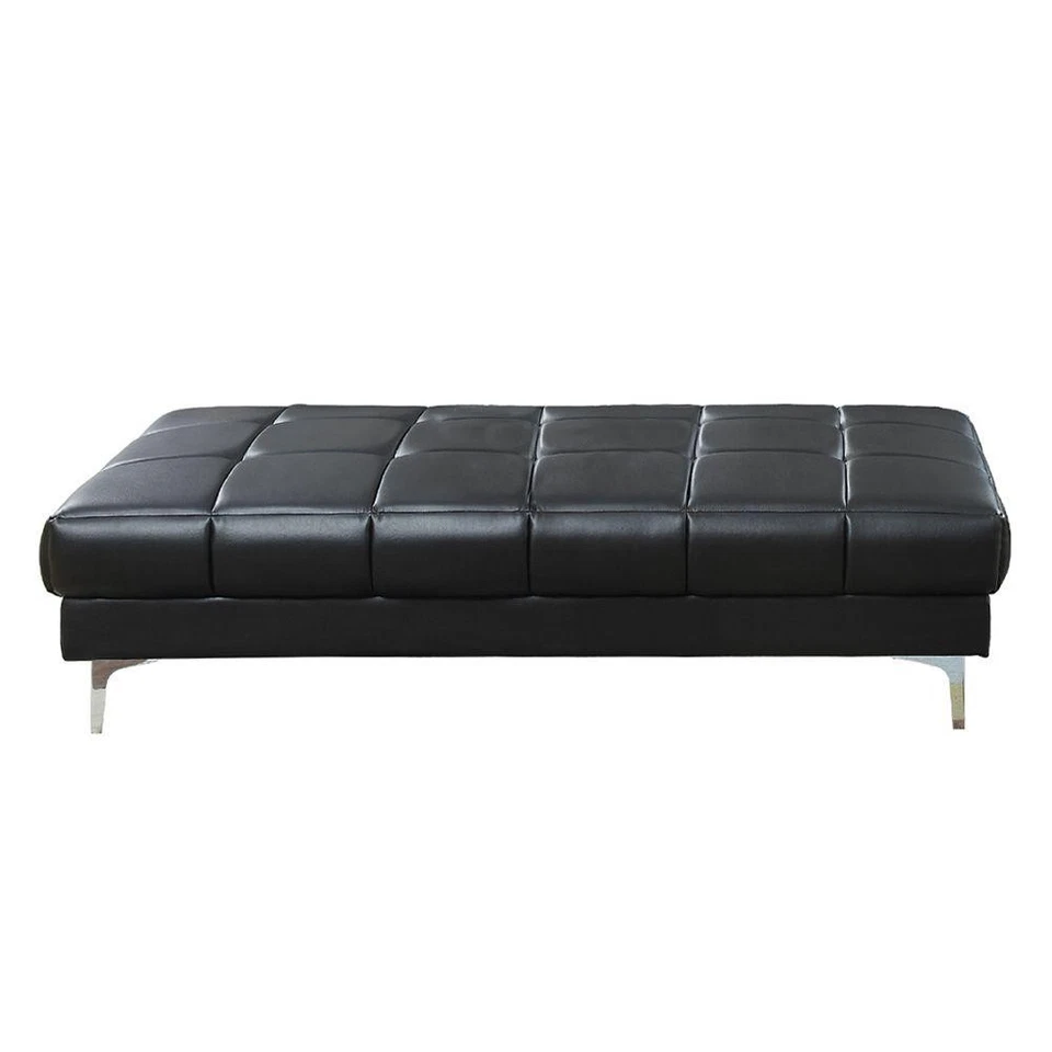 Poundex Tufted Faux Leather Cocktail Ottoman in Black Color, 66" W x 33" D x... - Image 2 of 4