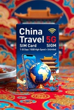 China Travel SIM Card 5G China Telecom | 7-30 Days | 10GB + Unlimited Prepaid