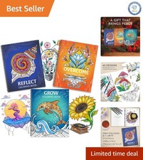 Stress Relief Coloring Books for Adults - Luxury Set of 3 with Uplifting Quotes