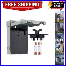 Fused 60 Amp AC Disconnect Box Outdoor, Waterproof Metal Enclosure with Pull-...